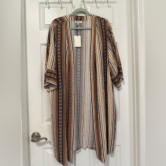 Skies Are Blue Curvy Women’s Geometric Print Kimono Cardigan SZ 1X NEW WITH TAGS - Picture 2 of 11